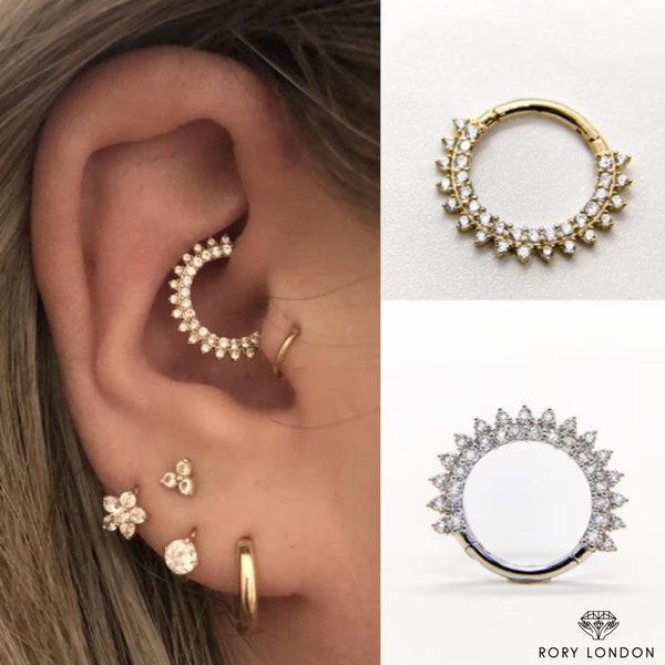 CZ Nose Ring~ Daith piercing ~Gold Nose ring~Gold septum ring ~hoop earrings ~Nose ring hoop~Cartilage hoop ~septum ring~ Gold clicker ring