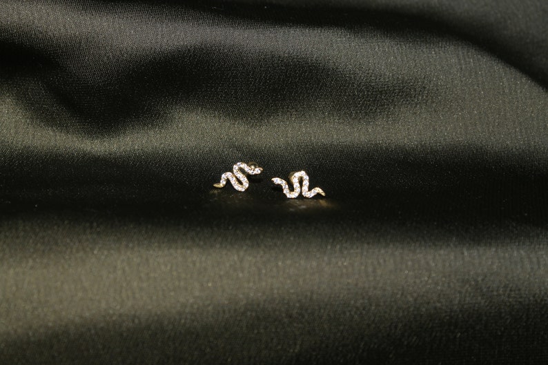 Snake Earrings Small Stud Earrings Earrings Gold Stud EarringsCute earringsTragus StudMinimalist Earringsgold earringsEarrings studs image 4