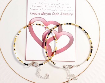 Couples Morse code bracelet anklet choker necklace