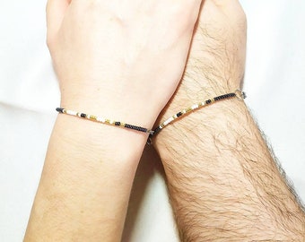 Couples Morse code bracelet cheville collier ras de cou