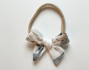 School Girl Bow Baby Headband - Soft Nylon Headbands Babies - Shower Gift - Newborn Bows Knot – Floral Chiffon