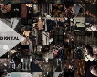 May include: A digital collage of images in dark tones, featuring a variety of objects and scenes. The collage includes books, candles, a cup of coffee, a violin, and a woman sleeping. The text "DIGITAL" is displayed in the upper left corner of the collage.
