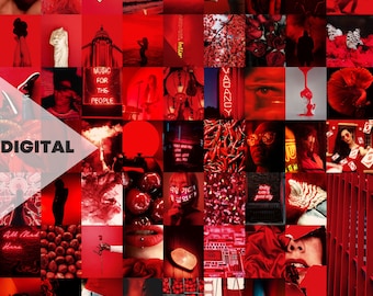 Red Aesthetic Wall Collage Kit | 60pcs (Digital Download) | 4x6, 8x10