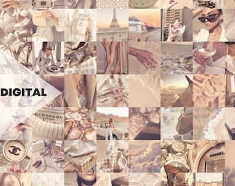 Boujee Beige Aesthetic Wall Collage Kit | 60pcs (Digital Download)