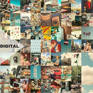 Vintage/50s Inspired Aesthetic Wall Collage Kit | 60pcs (Digital Download) | 4x6, 8x10