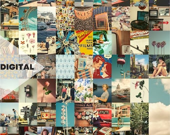 Vintage/50s Inspired Aesthetic Wall Collage Kit | 60pcs (Digital Download) | 4x6, 8x10