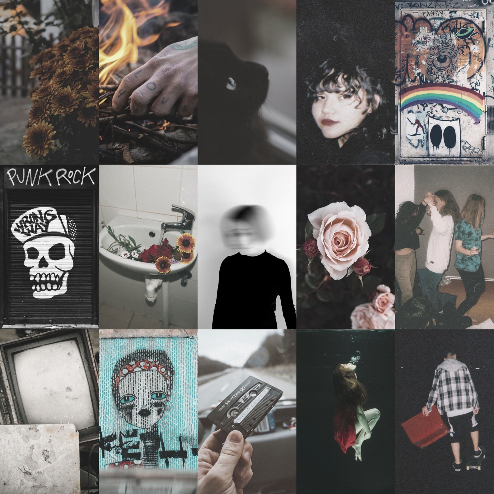 Grunge Aesthetic Wall Collage Kit 60pcs Physical Prints Etsy