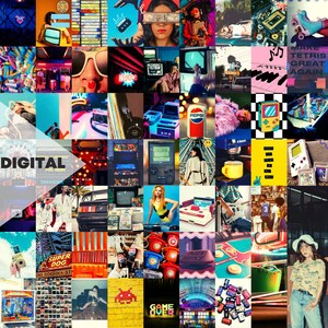 Retro/80s Inspired Aesthetic Wall Collage Kit | 60pcs (Digital Download) | 4x6, 8x10