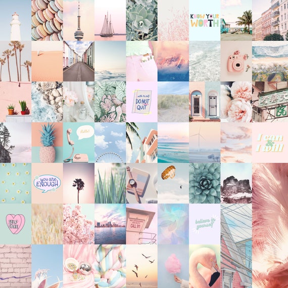 Pastel Dreams Aesthetic Wall Collage Kit 60pcs Physical | Etsy