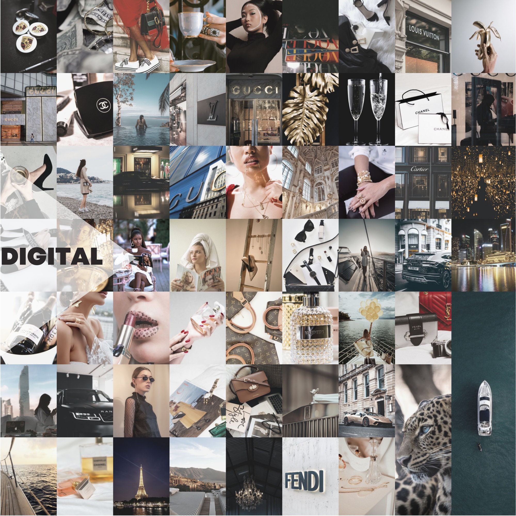 Boujee Luxury Aesthetic Wall Collage Kit 60pcs digital 