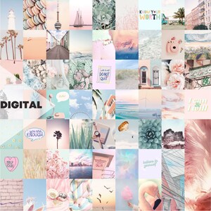 Pastel Dreams Aesthetic Wall Collage Kit | 60pcs (Digital Download) | 4x6, 8x10