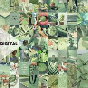 Boujee Green Aesthetic Wall Collage Kit | 60pcs (Digital Download)