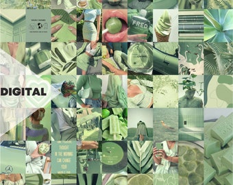 Boujee groene esthetische muurcollagekit | 60 stuks (digitale download)