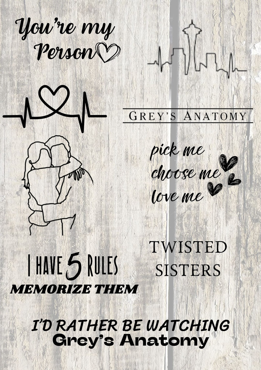 GREYS ANATOMY PRINTABLE Svg - Png - Etsy