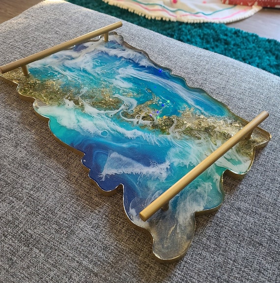 Handmade Custom Resin Serving Tray with or without Handles
