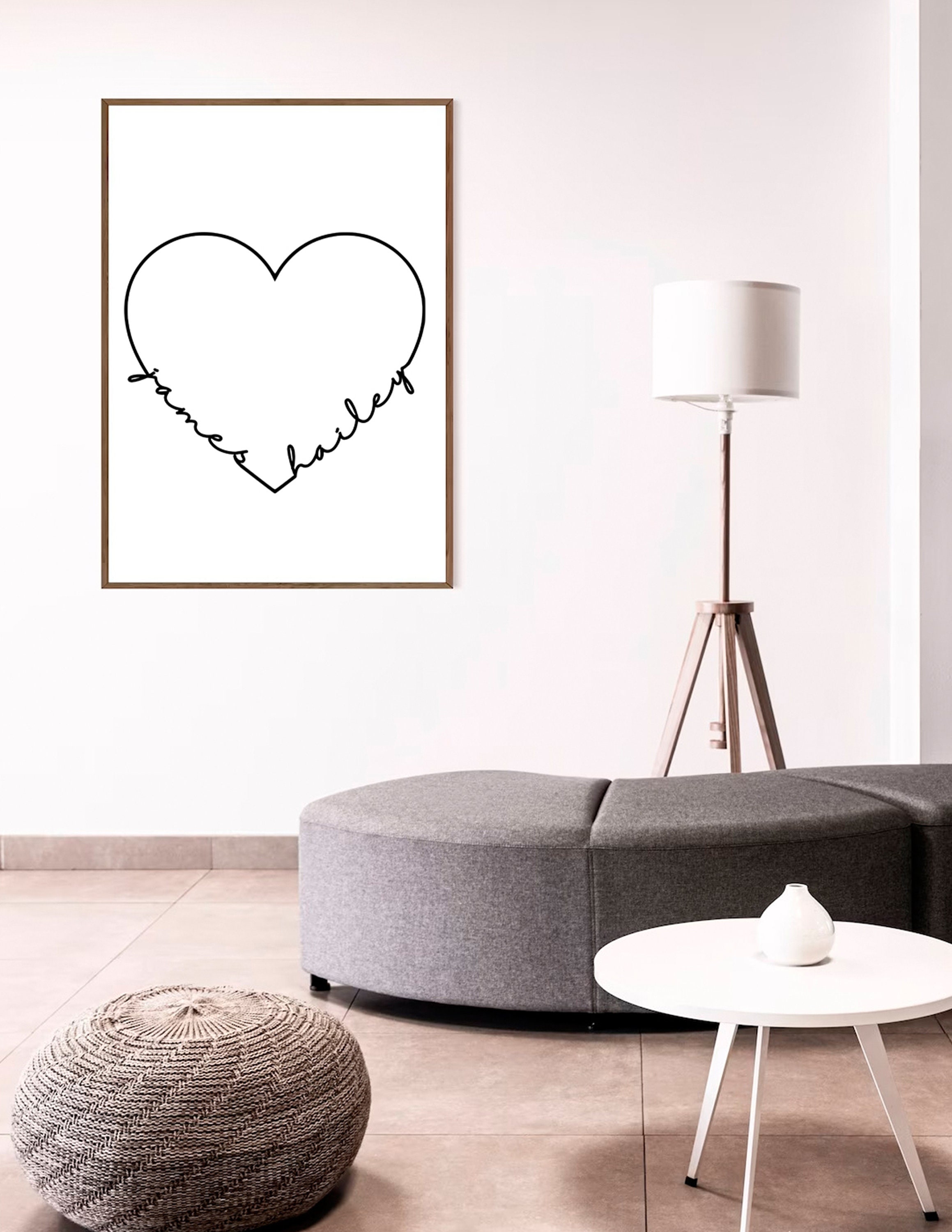 Custom Name Heart Tattoo Design: Couple Line Art (digital Download) - Etsy