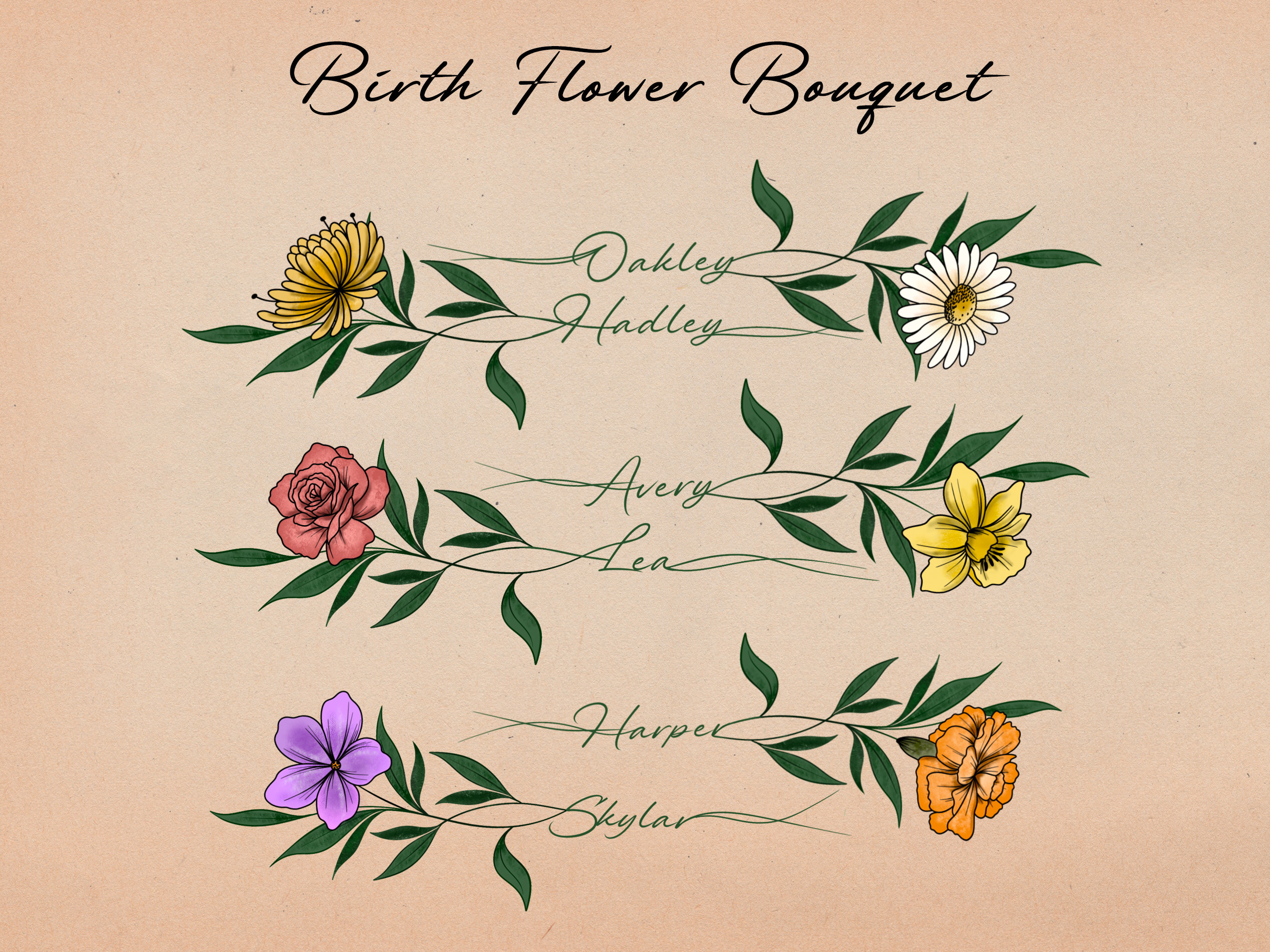 Tattoos with Flowers and Names That Tell a Story