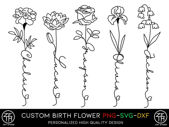 Custom Name Design 5 Personalized Tattoo Design Custom Birth - Etsy
