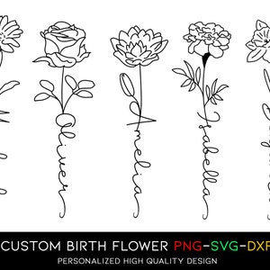 Custom Birth Flower Name Tattoo Design (Digital Download)
