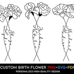 Custom Birth Flower Name Tattoo Design (Digital Download)
