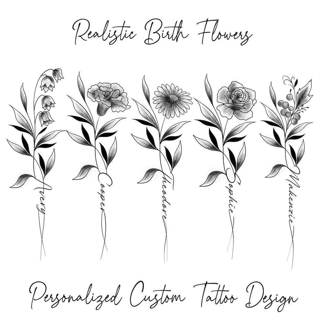 Delicate Family Birth Flower Tattoos
