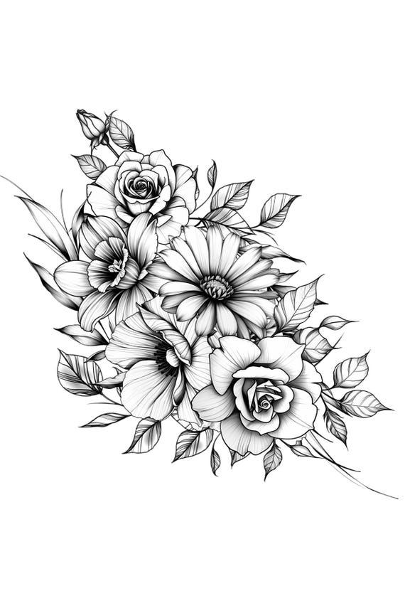 Custom Birth Flower Tattoo Design, Birth Month Tattoo Family