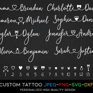 Custom Name Design, Personalized Name Design, Valentine's Day Tattoo, Couple Tattoo, Couple Name svg, png, dxf, Custom SVG, Name Calligraphy