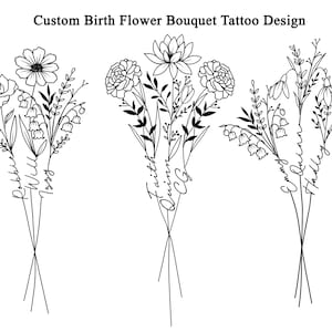 Custom 3 Birth Flower Bouquet With Names Family Birth Month - Etsy ...