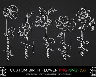 Custom Birth Flower Name Tattoo Design (Digital Download)
