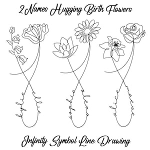 Personalisierter Geburtsmonat Blume Tattoo Design: Family Line Art (Digitaler Download)