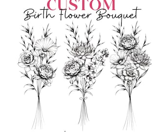 Custom Birth Flower Tattoo Design: Family Bouquet (Digital Download)