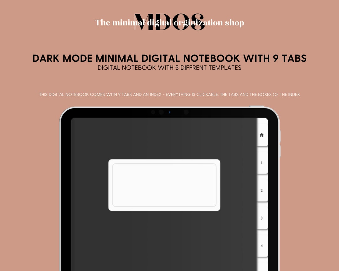 Cool Toned Minimal DIGITAL NOTEBOOK With 9 Tabs - Etsy