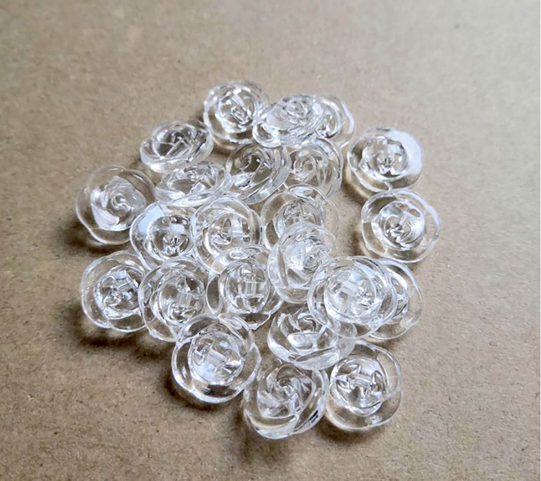 Xucus 100PCS Blue Clear Plastic Half Ball Buttons - 13mm, Acrylic, For Sewing & Crafts