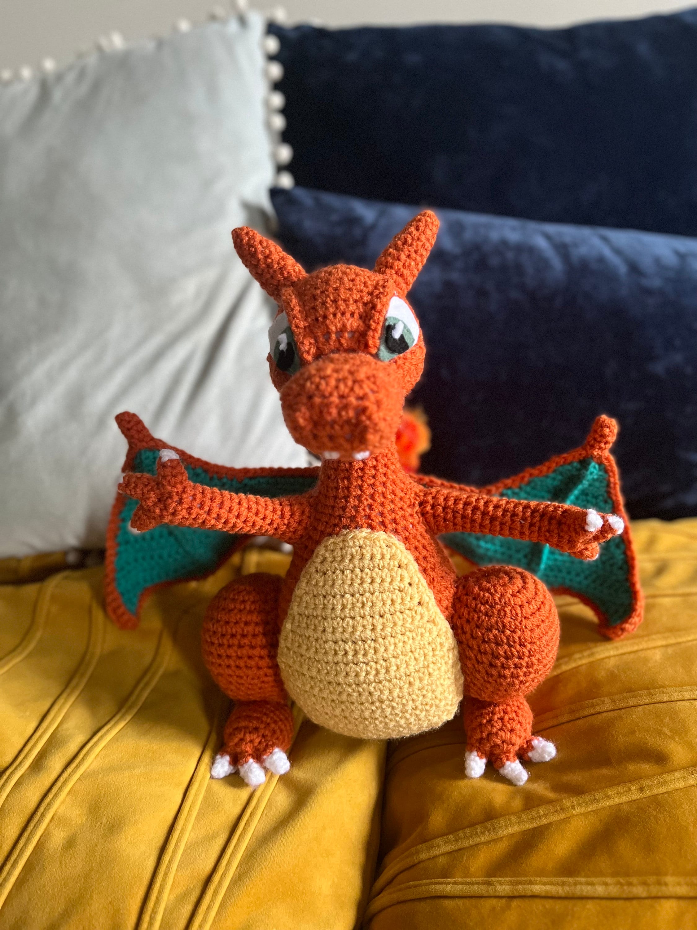 Charizard Crochet Pattern / Pokemon / Lazy Dragon / Orange / 