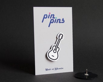 Guitar Pin! - Pins, Song Musician Guitarist Badge, Brooch, Clothing accessory pin, Music Lover Accessory, musician, Musical black & brass