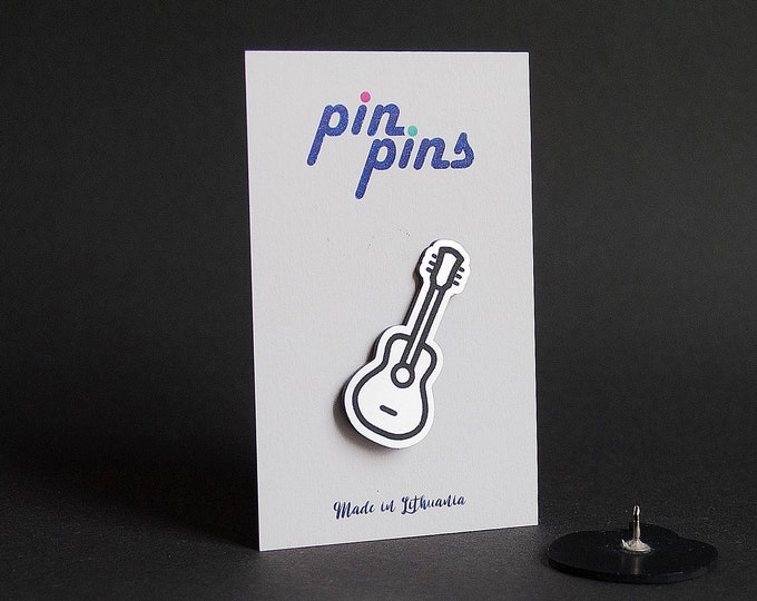 Guitar Pin! - Pins, Song Musician Guitarist Badge, Brooch, Clothing accessory pin, Music Lover Accessory, musician, Musical black & brass