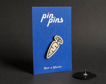 Carrot, vegetarian, vegan Pin! - badges, brooch, food vegetables pins, Clothing accessory black & brass