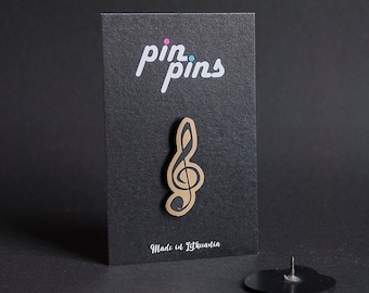Muziek Key Note Pin! - Pins, Song Sound Badge, Muziek Broche, Kleding accessoire pin, Music Lover Accessoire, muzikant, Muzikaal zwart &brass