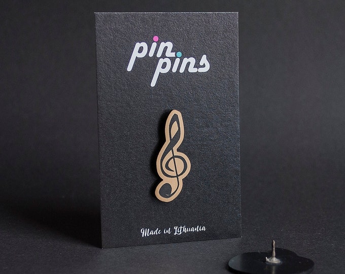 Music Key Note Pin! - Pins, Song Sound Badge, Music Brooch, Clothing accessory pin, Music Lover Accessory, musician, Musical black & brass