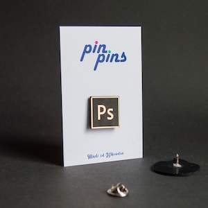 Graphic Designer Gift Ideas Photoshop Illustrator Vector Artist Icon Pin! - Pins, Badge, Brooch, Clothing accessory pin, black & brass