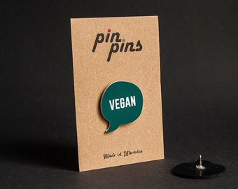 Vegan Pin! Brooch, Badges, Green Food lover pins, Cute pin, Vegetarian Veggie Vegan Pin, black & brass