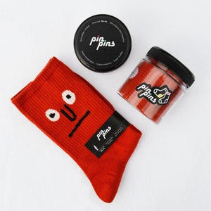 Funny Crazy Face Socks Red Original Gift Pack, Best Gift, Presents, Unisex Elastic One size 36-44 Cotton, Crew, Embroidered Casual Socks