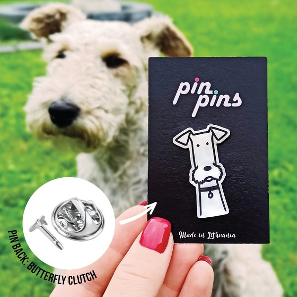 Fil Fox Terrier Dog Pin Accessoires cadeaux! Broche, Badges, Épinglettes d’animaux, Épingles mignonnes, Amoureux des chiens, cadeau original, idée cadeau, noir &laiton