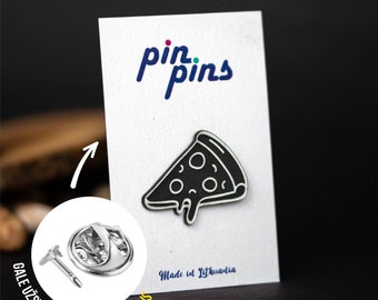 Pizza Lover Pin! - pins, badges, brooch, pizza pins, food pins, food pizza lover pin, cute pin, black & brass