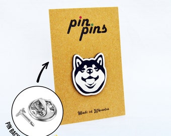 Smiling Shiba Inu Akita dog Pin! Brooch, Badges, Animal pins, Cute pins, Shiba Inu, Dog Lovers, original gift, gift idea, black & brass