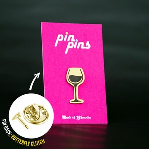 Pin amateur de verre de vin badges, broches, épingles à vin, cadeau barman, Jadore le vin, noir et laiton, Lover Alcohol, Cocktails image 1