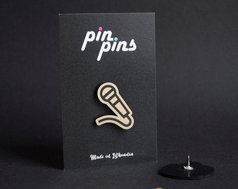 Microphone Singer Pin! - Badge de son de chanson, broche de musique, épingle d’accessoire de vêtements, accessoire mélomane, musicien, musique noir et cuivres