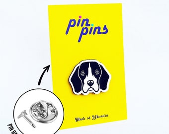 Beagle Dog Head Pin! Brooch, Badges, Animal pins, Cute pins, beagle, Dog Lovers, original gift, gift idea, black & brass