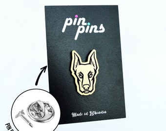 Doberman pinscher dog face Pin! Brooch, Badges, Animal pins, Cute pins, doberman, Dog Lovers, original gift, gift idea, black & brass