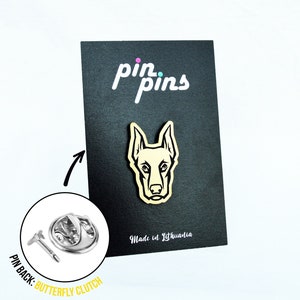 Doberman pinscher dog face Pin! Brooch, Badges, Animal pins, Cute pins, doberman, Dog Lovers, original gift, gift idea, black & brass